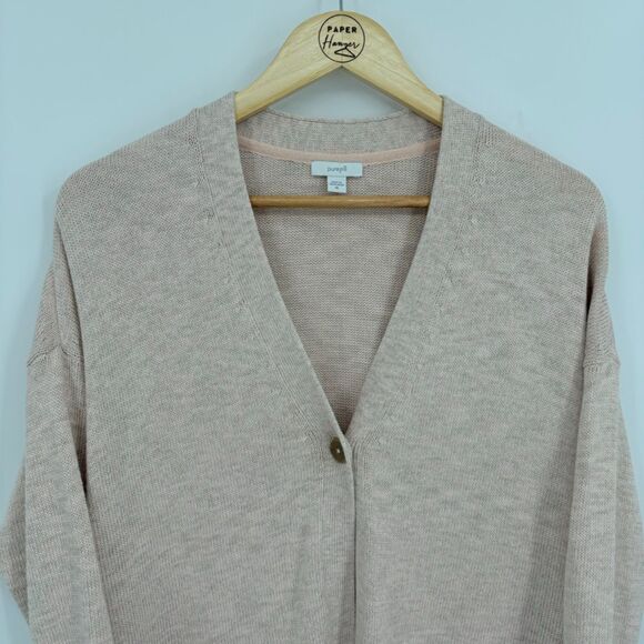 J. Jill purejill Single Button Cardigan in Tan/Pink, Size XS, 3/4 Sleeve, V-Neck - Picture 3 of 10